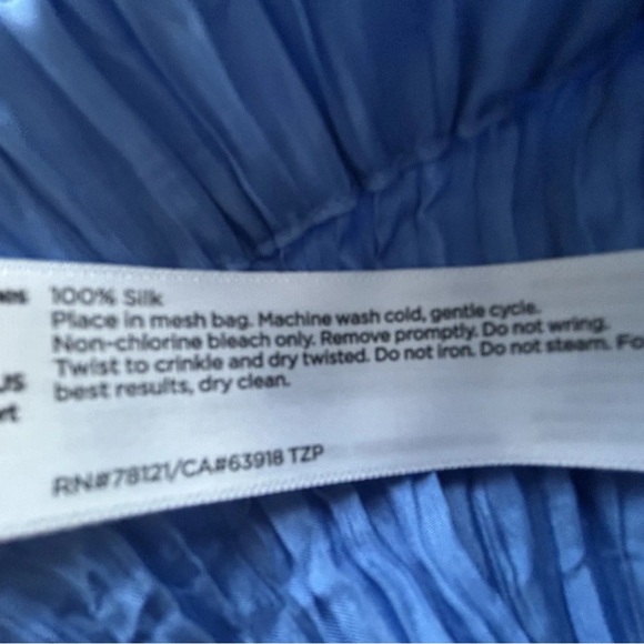 New Eileen Fisher Crushed Silk Flair Midi Skirt XXS Blue Ultramarine $198 2XS - Picture 8 of 8